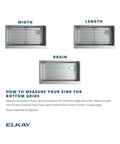 Diagram showing how to measure sink for Stainless Steel Bottom Grid For Standard Kitchen Sinks 12.5 By 15 By 1 Inches.