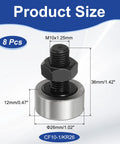 Rock Solid CF10-1 KR26 Cam Follower Bearings Set Of Eight Straight Up Premium Chrome Steel Needle Rollers With Locking Nuts, M10 size.