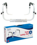 No Sweat Install With Quick Clips Padded Rails Offer Rock Solid Grip Adjustable Width Fits All Bowls Carries 300 Lbs Like A Champ White Bathroom Safety Bar with box.
