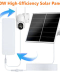 Heavy Duty Solar Panel Kit Featuring A Beefy 24000 Milliamp Hour Battery And Flexible Dual Voltage Ports For Tough As Nails Trail Cam And Outdoor Security Setup, showing 20W solar panel connected to a camera.