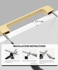 10 Pack 4 Inch Brushed Gold Cabinet Pulls Made From Solid Zinc Alloy For Kitchen Cabinets And Dresser Drawers shown with installation instructions