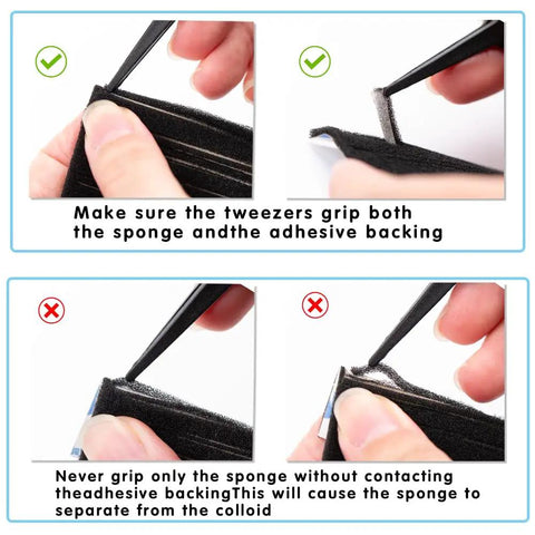 Instructions for using Snag These Pre Cut Light Seal Foam Strips To Fix Vintage Camera Leaks with tweezers.