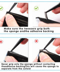 Instructions for using tweezers with Game Changer Pre Cut Self Adhesive Light Seal Foam Sponge Kit for Canon AE1.