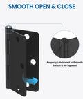 Top Shelf Slick Matte Black Door Hinge Kit For Standard Interior Bedroom Setup Heavy Duty 3.5 By 3.5 Inch open and lubricated for smooth operation.