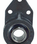 Rugged Cast Iron 3 Bolt Flange Bearing Housing Built Tough With Secure Set Screw Collar, front view with bore opening.