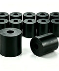12 Pcs Round Rubber Spacers And Bushings 0.8 Inch OD 0.3 Inch ID 0.8 Inch Thick Washer stacked for vibration damping use.
