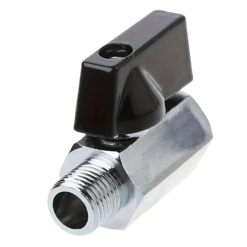 Heavy Duty Carbon Steel Ball Valve For Air Compressor And Home Plumbing, with smooth black handle and threaded connection.