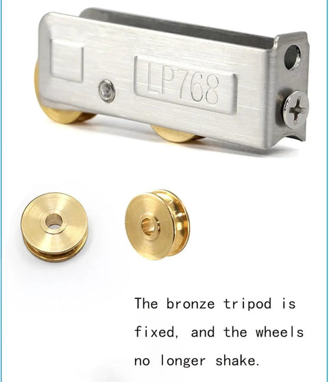 Heavy Duty Window Pulley And Sliding Door Runner Featuring Stainless Steel Core Copper Wheel And Aluminum Alloy Guide Rail Slick Silent Glide Built Like A Tank For High Traffic Home Projects, showcasing aluminum guide rail and copper wheels.