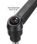 Rock Solid Adjustable Clamping Lever Handle With M8 X 70 Millimeter Thread in matte black showcasing 4mm hex socket.