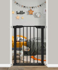 Narrow Baby Gate For Doorways And Stairs 24.5 To 28.3 Inch Wide Pressure Mounted Walk Through Child Safety Gate For Openings Black And White