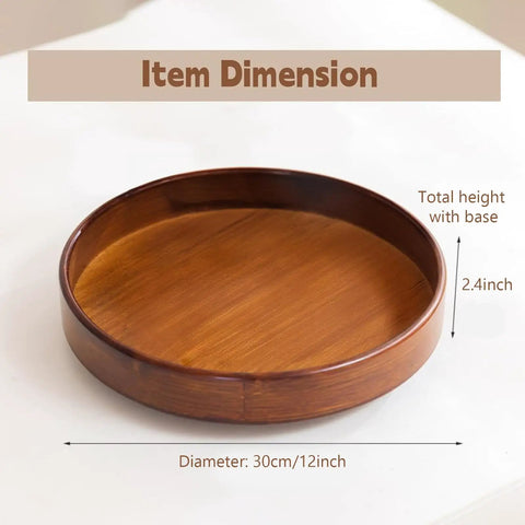 12 Inch Bamboo Lazy Susan Turntable For Kitchen Pantries Delivers Slick 360 Spin, showing dimensions with a smooth wooden surface.