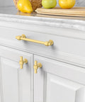 Real Deal 10 Pack Brushed Gold Cabinet Pulls 5 Inch Hole Center Heavy Duty Zinc Alloy Kitchen Drawer Handles in kitchen