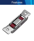 Top Tier Double Wheel Pulleys For Sliding Doors And Windows, 15.8 mm Stainless Steel Nylon Track Rollers, single pulley with red wheels.