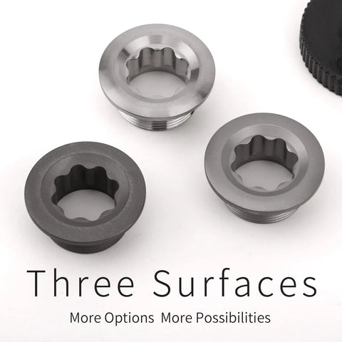 Badass Titanium Crank Cover M20 Screw Cap for Road Bicycle and Mountain Bike Crank Arm Bolt with three surface designs.