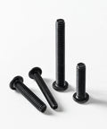 M4 X 8mm Metric Flat Head Hex Socket Cap Screws 50 Pack With Allen Wrench Black Oxide 304 Stainless Steel screws showing various lengths.