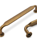Straight Up Premium Antiqued Brass Cabinet Pulls 5 Inch 10 Pack Rock Solid Alloy Drawer Handles vintage style close-up view.
