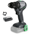 20V Brushless Cordless Drill Driver With 2.0Ah Battery Featuring Rock Solid Grip and Dual Speed Toggle, showcasing keyless chuck and battery.
