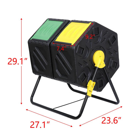 37 Gallon Garden Compost Tumbler With 360 Degree Rotation Dual Bin System Turns Kitchen And Yard Waste Into Rich Fertilizer Fast In 4 To 6 Weeks Durable Stainless Steel Frame And Premium Plastic Body