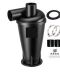 Heavy Duty Rock Solid Cyclone Dust Collector Separator For Shop Vacs And Vacuums Dual Filter Woodworking Dust Extractor Accessory With Turbocharged Kick and Beast Mode Dust Control PM01 black cyclone dust separator with ports and clamps.