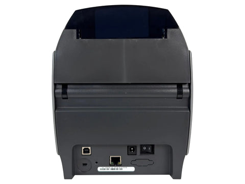 Sick Dual Sided Color Identity Card Badge Printer With Kick Butt Thermal Dye Sublimation 300 Dpi Resolution Ethernet USB 2.0 networking back view.