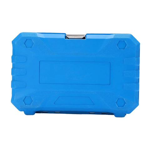 17 Piece Pass Through Socket Set With 72 Tooth Ratchet Wrench Crafted From Tough Chrome Vanadium Steel To Quickly Clear Threaded Rods And Long Bolts Without Breaking A Sweat in blue case.