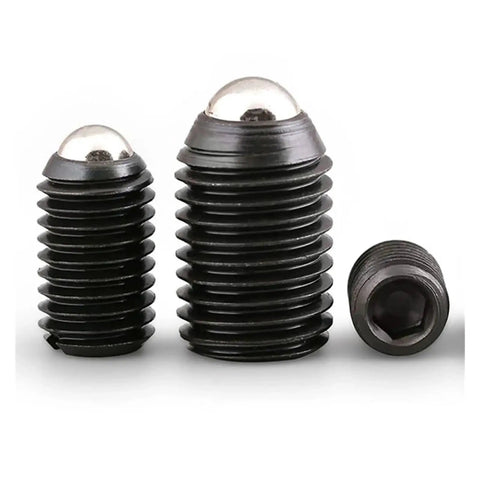Heavy Duty Spring Ball Plungers And Hex Socket Set Screws, Grade 12.9 Alloy Steel Grub Fasteners, various sizes on display