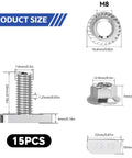 Product size details for Heavy Workhorse 304 Stainless Steel Hammer Head T Bolts M8x20 With Flange Nuts Pack Of 15.