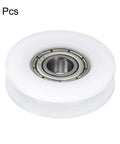 Rock Solid U Groove Ball Bearing Set With Smooth Rolling GCR15 Chrome Steel Balls For 6 X 27 X 7mm, view of white nylon rollers.