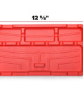 Set Of 2 Flexible Tool Trays Organizer For Screws Nuts Bolts Non Magnetic With Grab And Go Handles Spill Proof Storage For Home Garage And Workshop Red Heavy Duty showing dimensions