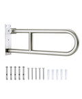 Foldable Toilet Grab Bar 24 Inch Stainless Steel Handrail with secure mounting and installation hardware.