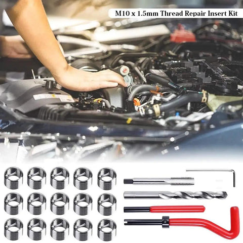 Heavy Liftin M10 X 1.5 Thread Repair Insert Kit With Smooth Stainless Steel Coils for engine repairs and tools.