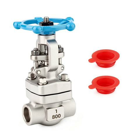 Forged 304 Stainless Steel Weld Gate Valve 1 Inch OD Rotary Sluice Valve with wheel handle and red gaskets for water oil gas