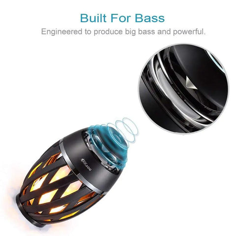 LED Flame Outdoor Table Lamp With Bluetooth Speaker Rechargeable Ambience Lantern With Flickering Warm Light for bass sound