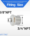 316 Stainless Steel Hex Bushing Reducer Fittings Three Quarter Inch Male to One Eighth Inch Female NPT for Fuel and Water Boat Use.