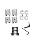 Top Tier 2200mm Linear Motion Kit With Two Heavy Duty Steel Guide Rails And Four SBR20UU Sliding Carriages showing four sliding carriages, four clamps, and mounting hardware.