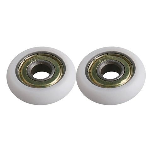 Rad 4-Piece White Ball Bearing Guide Pulley Roller Set featuring two smooth engineering plastic wheels with 0.31-inch bore.