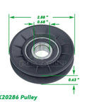 Prime Grade Idler Pulley Set, Straight Swapping John Deere Compatible GX20286 And GX20287, 2.88 inch polypropylene pulley.