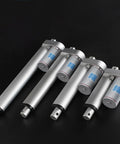 Hardcore Heavy Duty Linear Actuator Motor 12V 24V DC with rugged aluminum frame, shown in multiple sizes for garage automation.
