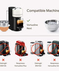 Refillable Vertuo Next Coffee Capsule Pro Grade Set With Stainless Steel Cap Reusable Pods For 230ml Crema VertuoLine Compatibility