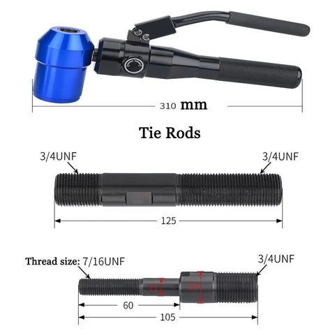 Heavy Duty Hydraulic Knockout Punch Kit Half Inch To Two Inch Hole Punch Driver components with precise tie rod measurements