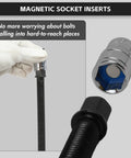 21 Piece Magnetic Socket Inserts Set For SAE And Metric Sizes 5/16 To 7/8 Inch And 8mm To 19mm shown in use with bolt
