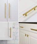 Forty Pack Brushed Gold Cabinet Pulls Modern Bar Drawer Handles For Kitchen Bathroom And Bedroom with various installation views
