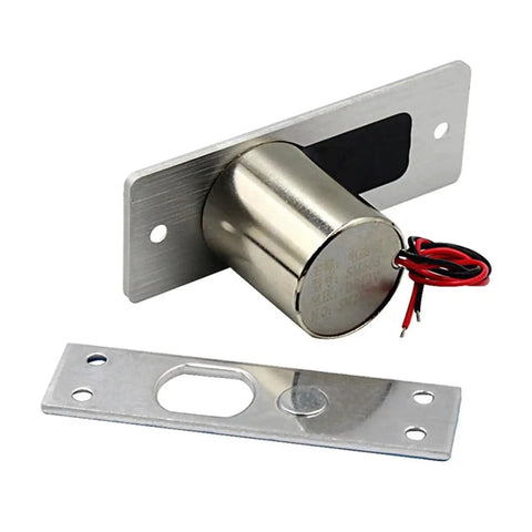 Tough As Nails Waterproof Electronic Drop Bolt Door Lock DC 12V Auto Deadbolt with stainless steel housing and wiring.