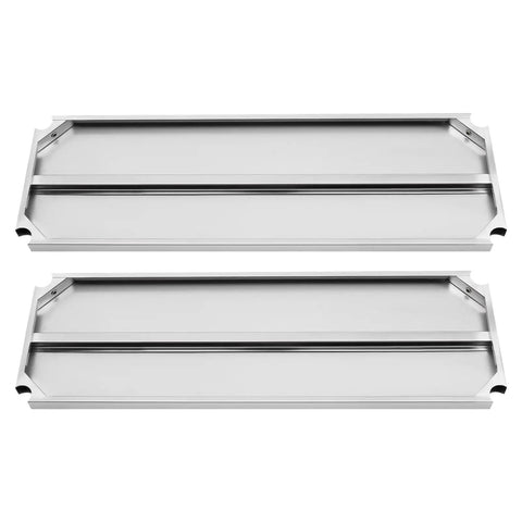 Heavy Duty Two Tier Stainless Steel Storage Rack And Adjustable Standing Shelf Unit Built Tough No Sweat Organization For Kitchen Restaurant Or Store Display Use Sleek Metal Frame, two stainless steel shelves.