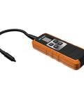 Navac NML1 refrigerant leak detector front view; orange and black plastic handheld unit with attached probe