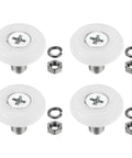 Straight Up 22mm Nylon Drawer Rollers 4 Pack With Stainless Steel Screws, featuring white nylon wheels and metal hardware.