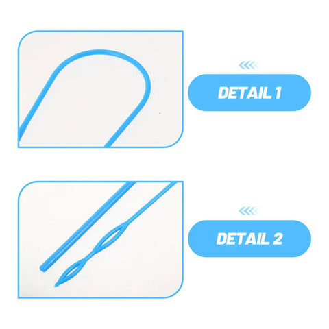5 Pack Rope Threader Tool Set For Easy Threading And Elastic Band Insertion, Wear Resistant Plastic Drawstring Threader For Shoelace And Cord Crafting, Portable On The Go Quick Fix For Home And Travel, blue plastic tool detail