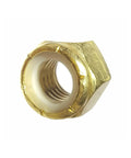 No-Sweat 8-32 Solid Brass Hex Locknuts featuring rock solid grip view of the threaded inner side for secure fastening.