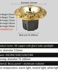4.5 Inch Adjustable Recessed Ceiling Lights Featuring Heavy-Duty Cast Brass With Bold Three-Dimensional Texture, 115mm diameter spotlight.
