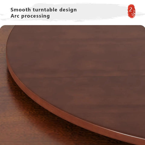 Close-up of Hella Sturdy Solid Wood Lazy Susan Turntable for Kitchen Tables showcasing smooth edges and arc design.
